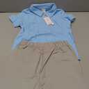PATPAT PATAT Boys Summer Clothes Size 5-6 Years, Blue Polo Shirts and Grey Shorts with Pockets 2 Piece Outfits Dressy Outfits Boys Short Sets