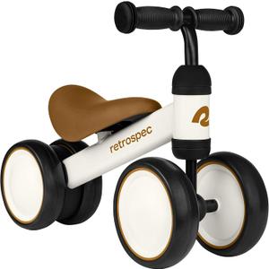 Retrospec Cricket Baby Walker Balance Bike with 4 Wheels for Ages 12-24 Months - Toddler Bicycle Toy for 1 Year Olds - Ride On Toys for Boys & Girls (Eggshell)