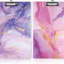 2 Pack 12.5 x 9 Inch Clipboards for Teacher Plastic Clipboards Back to School Clipboard with Clip A4 Letter Size Hardboard for Office Supplies Nursing Essentials Must Haves (Pink Purple Marble)