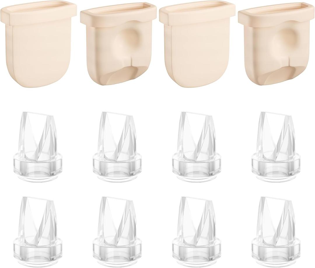 12PCS Duckbill Valves Silicone Diaphragms Compatible with eufy E10/E20/S1/S1 Pro Replacement Parts, Wearable Breast Pump Accessories (4d+8v)