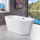 WOODBRIDGE 67"Freestanding White Acylic Soaking Bathtub with ORB Drain and Overflow,BTA1702-ORB-Drain&O