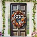 2 x Halloween Door Banner Set 35x71 Inch with Pumpkins Spiders Black White Orange Swirl Ribbons Home Porch decoration spooky boo halloween decor front door party holiday decoration