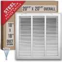 Fits 18x18 Duct Opening | Steel Return Air Filter Grille by Handua [Removable Door] for 1-inch Filters | Vent Cover Grill | White | HVAC Cold Air Intake Grille | Out Dim: 20 5/8"W X 20 5/8"H