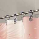 Titanker Shower Curtain Hooks Rings, Rust-Resistant Metal Double Glide Shower Hooks for Bathroom Shower Rods Curtains, Set of 12 Hooks - Navy Blue