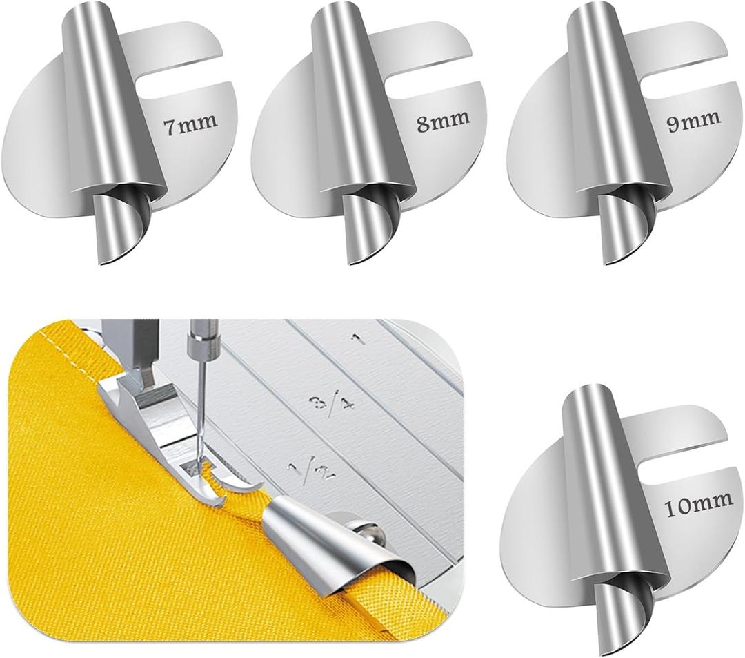 TIGARI Rolled Hem Presser Foot, Sewing Rolled Hemmer Foot, 7/8/9/10mm Wide Rolled Hem Pressure Foot Sewing Machine Feet Hemming Machine Hand Sewing Machine Sewing Accessories