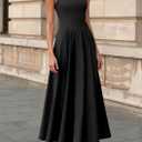 PRETTYGARDEN Cocktail Dresses for Women Formal 2026 Summer Sleeveless A Line Long Flowy Spring Wedding Guest Party Midi Dress (Black, XL)
