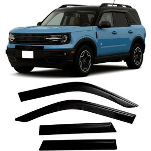 2021-2026 Tape-On Rain Guards for Ford Bronco Side Window Visor Deflectors Sport Big Bend Outer Banks Badlands 2022 2023 2024 2025