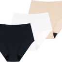 AIRCUTE Washable Absorbency Urinary Incontinence Underwear for Women High Waist Leak Proof Panties for Bladder Leakage 60ML, 3 Pack (Small, Black-Beige-White)