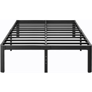 14 Inch High Full Size Bed Frame No Box Spring Needed, Platform Metal Bed Frame Full Size, Noise Free, Easy Assembly, Heavy Duty, Black
