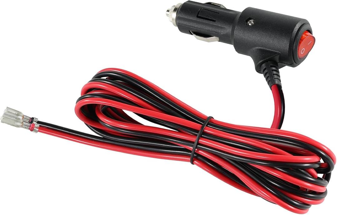 SPARKING 12Volt Fused Cigarette Lighter with On Off Switch - 10FT Led Light 15amp Male Plug with Bullet Terminal, Cooler Cigarette Plug Replacement with Lead