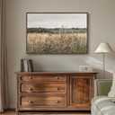Framed Vintage Landscape Canvas Wall Art for Living Room Bedroom - Large Rustic Modern Farmhouse Meadow with Flowers Picture, Cottagecore Nature Art Decor for Dining Hallway Office, 24x36 Inch