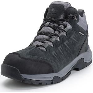 Men's Waterproof Hiking Boots Lightweight Comfortable Leather Mid Ankle Outdoor Trekking Boot (10.5, Black)