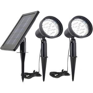 SUNLONG Solar Powered Spot Lights Outdoor Waterproof 2 in 1 Bright Solar SpotLights Power Adjustable for Flag Yard Flagpole Landscape Dusk to Dawn 2 x Spots White