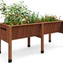 Garvee 6x2x2.5 ft Large Raised Garden Bed (72x26x30 in) - Elevated Wood Planter Box with Storage Hooks & Locking Wheels - 13.7 in Deep Outdoor Grow Box for Vegetables/Herbs w/Non-Woven Liner