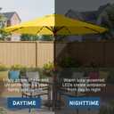 9' Solar LED Patio Umbrella with Tilt & Crank|8 Sturdy Ribs,UV Protection,Outdoor Market Table Umbrella for Deck,Lawn,Pool,Backyard(Yellow)