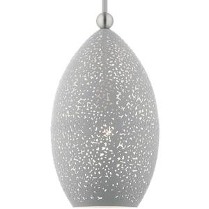 Livex Lighting 49182-80 1 Light Nordic Gray Pendant (Nordic Gray W/ Brushed Nickel Accents)
