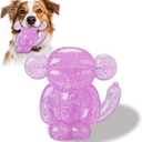 Monkey Dog Chew Toy, Indestructible Dog Rubber Toy for Medium & Large Dogs, Tough No Stuffing Puzzle Toy, Anxiety Relief & Dental Care, Interactive Cognitive Toy, 4.92inch (Pink)