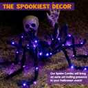 JOYIN Halloween Outdoor Decorations Light-Up Giant Spider, 5 Ft Large Black Hairy Spider with Purple LED for Yard Lawn Garden Halloween Outside Decor, Indoor Haunted House Prop and Scary Party Decor