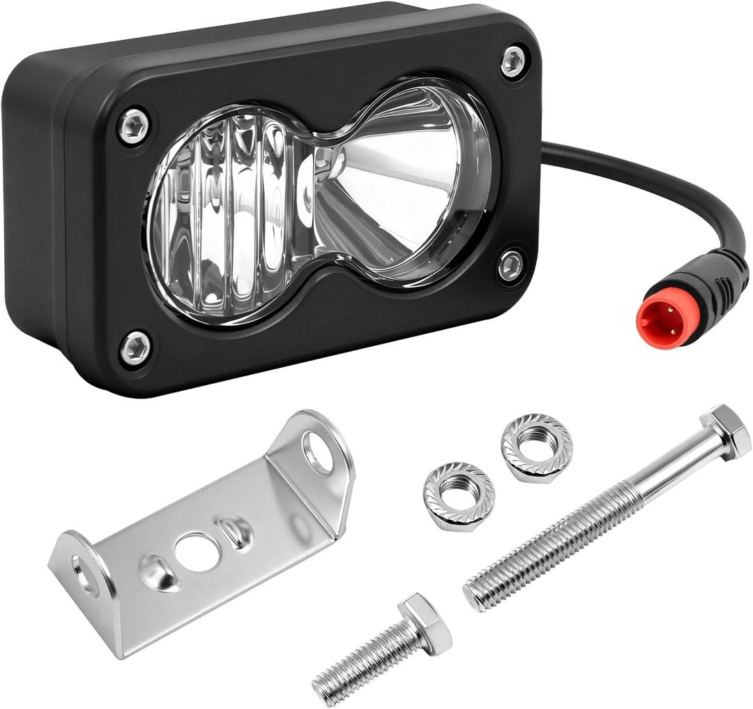 1Set 6000-6500K Ebike Headlight for Rad Power, 2 Pin Headlight for Rad Power Bikes Compatible with RadMini RadRover RadExpand RadRunner Vamoose Mammoth Clear White, 20W Waterproof Ebike LED Light