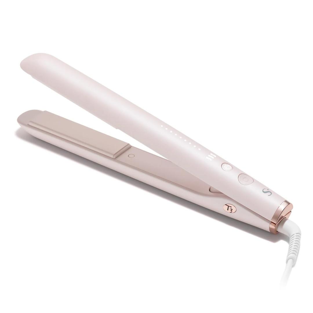 T3 SinglePass StyleMax Professional 1" Ceramic Flat Iron with Custom Heat Automation, 9 Heat Settings, Longer Ceramic Plates, for Straightening, Waving, Curling & Styling (Satin Blush)