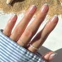Glamnetic Press On Nails - Into Blue | Glazed Short Oval Fake Nails with Periwinkle French Tips, Salon Quality Summer Nails | 15 Sizes - 30 Nail Kit with Glue