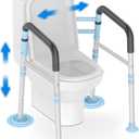 Toilet Safety Rails 300 lb - Adjustable Toilet Safety Frame & Rails, Toilet Safety Rail for Elderly Adults, Toilet Handles for Seniors, Toilet Bars for Elderly & Handicap (Blue)