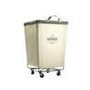 Seville Classics Large Commercial Heavy Duty Rolling Steel Frame Laundry Hamper Canvas Cart Bin, w/ Wheels for Hotel, Home, Closet, Bedroom (PATENTED), Cream, 18.1" D x 18.1" W