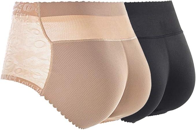 CUGBO 
2 Pack Hip Enhancer Butt Lifted Underwear Seamless Fake Padded Briefs Shapewear Pantie Body Shorts for Women Ladies
 L Black and Beige