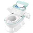 CheerTry 2-in-1 Toddler Potty Training Toilet - Larger Potty Chair & Detachable Training Seat for Boys & Girls Ages 1-3 with Flushing Sound, Wipes Storage, Toilet Paper Holder - Cyan