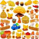 30 Pcs Thanksgiving Mini Resin Figurines Autumn Tiny Farm Pumpkins Scarecrow Miniature to Hide Fall Fairy Garden Accessories for DIY Autumn Harvest Craft Cake Decorations