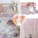 BRAVESHINE Iridescent Foil Fringe Backdrop - 2 Pack 3.2x6.5ft Holographic Tinsel Photo Booths Pros Streamer Curtains for Girl/16th Birthday/Engagement/Bridal/Anniversary/Bachelorette Party Decorations