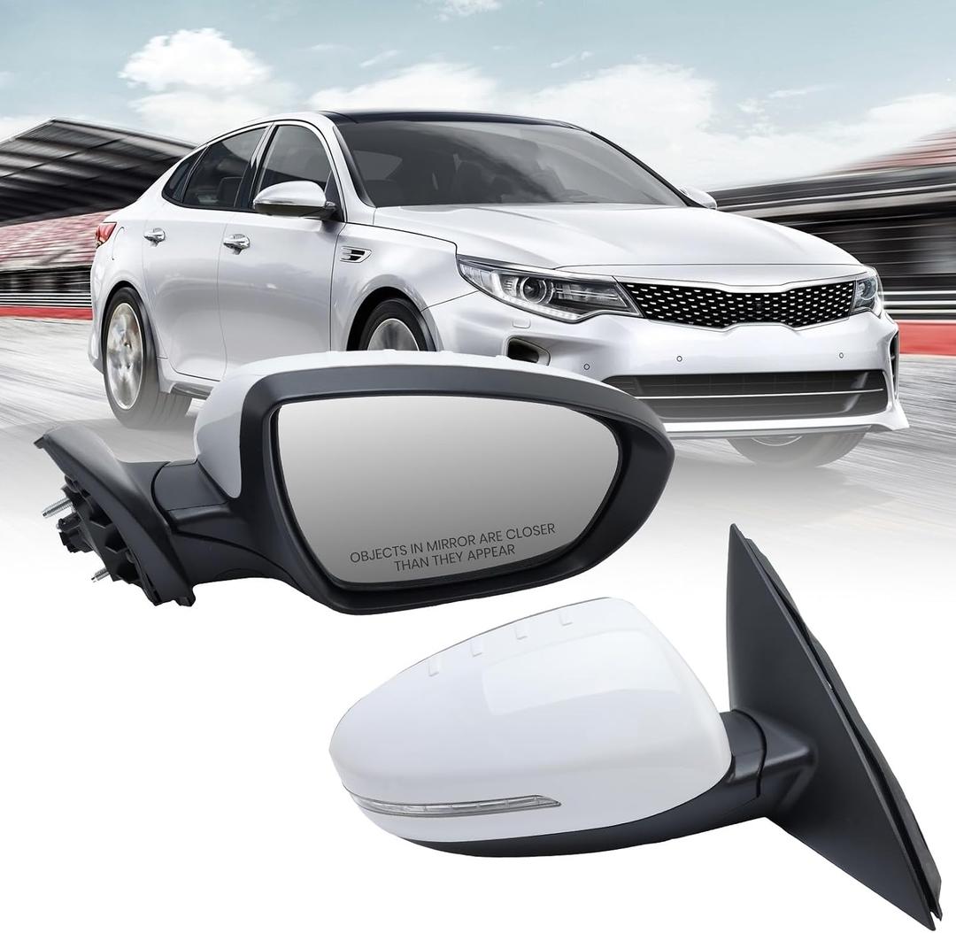 Passenger Side Mirror Compatible with 2014 2015 Kia Optima Mirrors with Heated,Turn Signal Light,Power Glass,Manual Folding White (6 Pins)