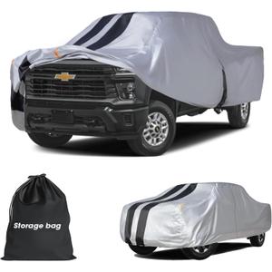 Silverado 2500 Truck Cover Custom Fit 2020-2026 Crew Cab Short Bed(6.9') with Door Zipper, 10 Layers Outdoor Heavy Pickup Truck Cover Waterproof All Weather, Wind Dust Sun Protector.