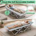 Suteck Camping Cot, Folding Camping Cot Bed for Adults Sleeping 1200D Double Layer Oxford Portable Folding Outdoor Cots for Camping W/Soft Pad Carry Bag for Home Office Nap Beach Travel, 500LBS,Grey, 75"×28"×15"