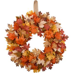 24" Fall Wreath for Front Door, Artificial Autumn Maple Leaves Wreath, Fall Decor for Home Farmhouse Front Door Porch Wall Window Indoor/Outdoor