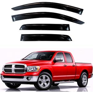 KPY Rain Guards Fit for 2002-2008 Dodge Ram 1500 Quad Cab, Out-Channel Window Visors Vent Wind Deflectors 4PC, Truck Accessories for 2003-2009 Dodge Ram 2500 3500 (Extended Cab Only)