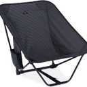 iClimb Low Ultralight Compact Camping Folding Chair with Side Pocket and Carry Bag (Black Grid)