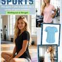 Locoowai 5 Pack Women's Workout Shirts V Neck Quick Dry Tops UPF 50+ Short Sleeve UV Gym Basic Tee Side Slits Curved Hem