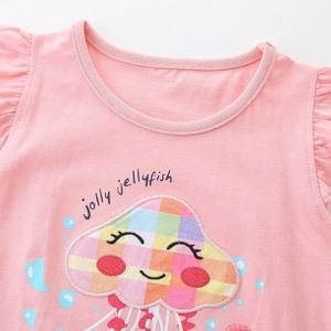 Toddler Girl Easter Summer Short Sets Outfits Cotton CrewNeck Pink Jellyfish Short Sleeve Playwear , 4T