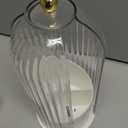 Skatx 360°Rotating Makeup Brushes Holder with Lid，Make Up Organizers and Storage for Vanity Countertop or Bedroom Dresser（Transparent White）