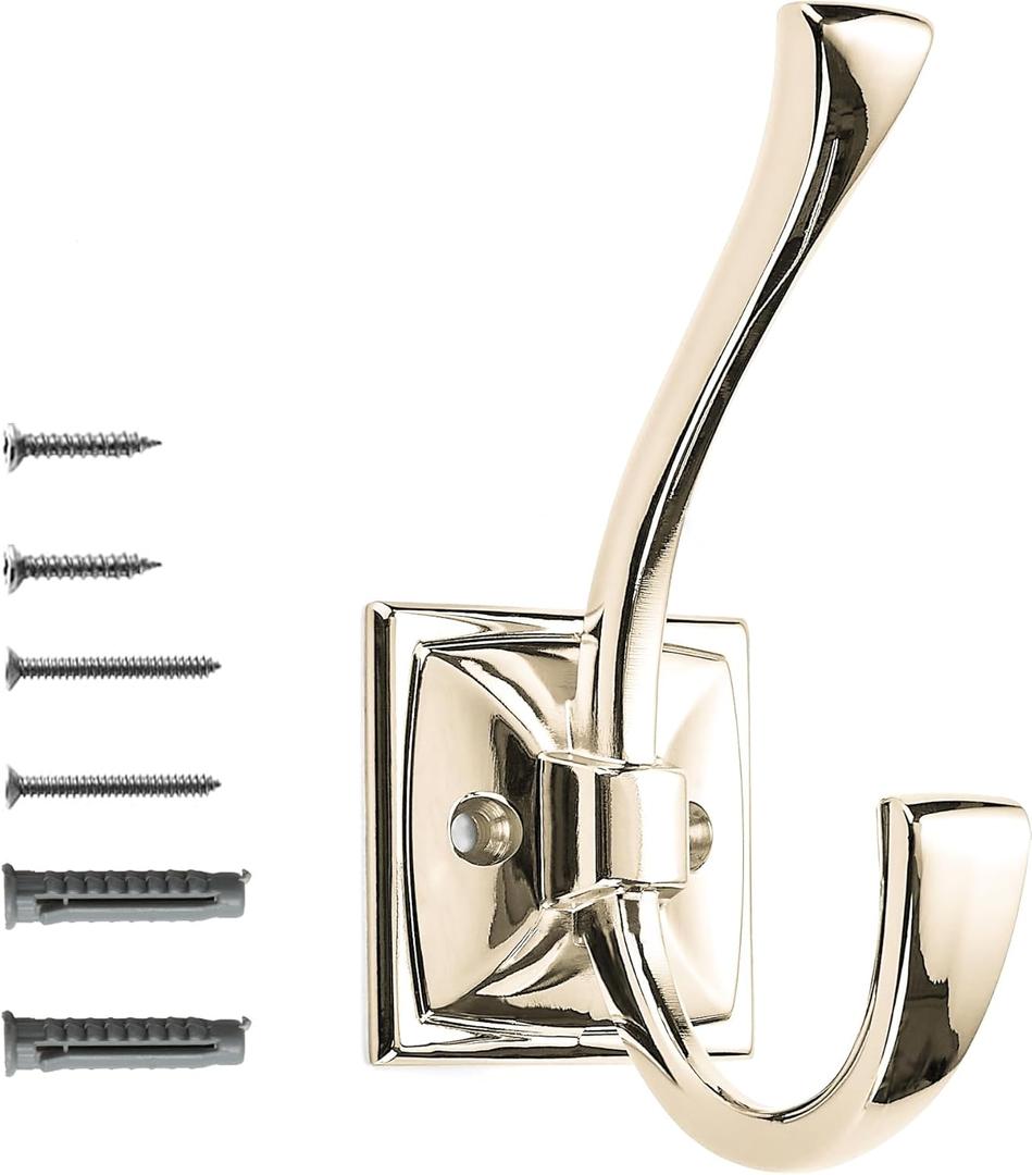 khtumeware Wall Hooks,5 Pack Coat Hooks Hardware Towel Hooks for Hanging Coats Polished Nickel Robe Hooks Wall Mounted with Screws for Key, Towel, Bags, Cup.