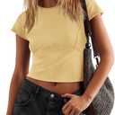 LAMISSCHE Cropped T Shirts for Women Cap Sleeve Tops Fitted Shirts