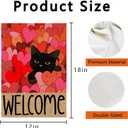 2 x Valentines Day Garden Flag 12x18 Inch Double Sided Outside, Black Cat Love Hearts Welcome Outdoor decoration Valentines Party wedding Decoration flag