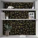 Heroad Floral Wallpaper Black and Gold Contact Paper Boho Wall Paper Peel and Stick Modern Removable for Cabinets and Drawers Waterproof Self Adhesive 17.3" x 78.7"