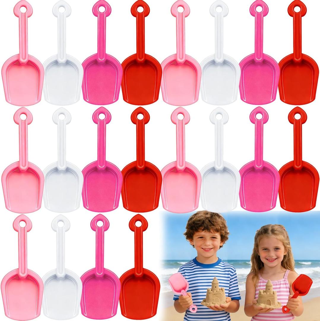 28 Sets Valentine's Day Plastic Shovels Set,Valentines Shovel with I DIG YOU Cards,Candy Bags and Ribbon for Kids Valentine Gift Party Favor School Prize 4 Colors