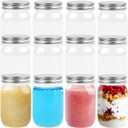TUZAZO 8 Ounce Clear Plastic Mason Jars Containers with Screw On Lids - Refillable Round Empty Plastic Slime Storage Containers for Kitchen & Household Storage - BPA Free (12 Pack)