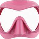 Cressi F1 Frameless Snorkeling Mask - Tempered Glass Lens - Low-Volume for Easy Clearing - Fold-Flat & Adjustable Straps (Pink)