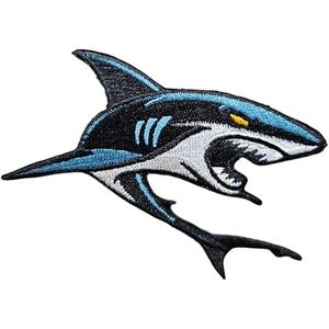 3.5" Embroidered Shark Iron On Patch | Decorative Tactical Sea Creatures Shark Applique Iron On/Sew On Patches for Clothing, Hats, Backpacks, Clothes, Jacket, Boys,Set of 3