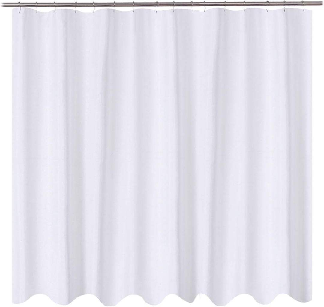 N&Y HOME Fabric Shower Curtain Liner 96 x 78 inch XL Size, Hotel Quality, Washable, Water Repellent, White Bathroom Curtains with Grommets, 96x78