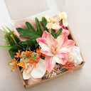 Ling's moment Fake Flowers Box, Faux Artificial Greenery Stems Foam Roses Anthurium Silk Lily Palm Fabic Flower for Centerpieces Bouquet Wedding Vase Floral Decorations, Sorbet Tropical, Mini Combo